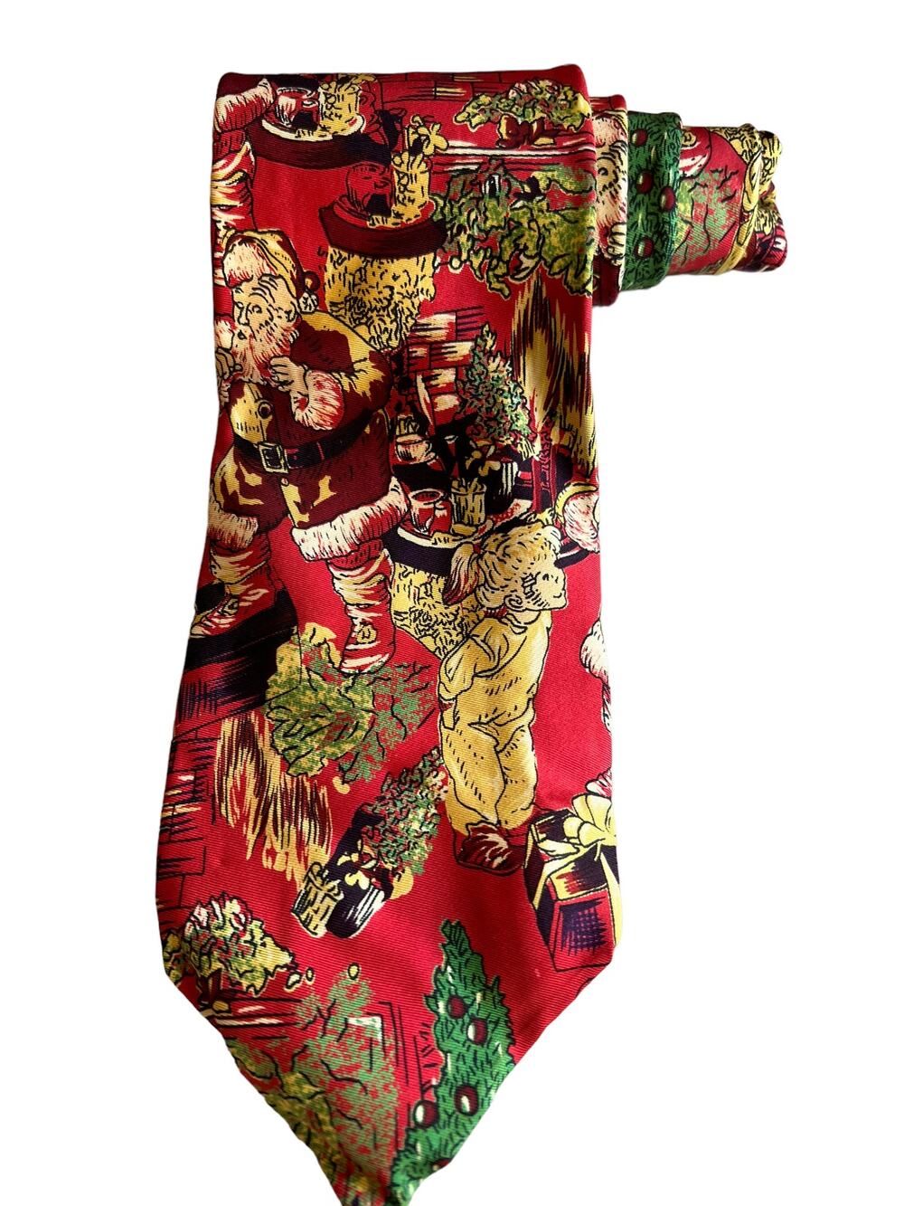 Vintage Robert Talbott Silk Christmas Santa print tie